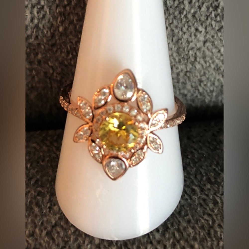Women’s Citrine Rose Gold Plated Ring Retail $144